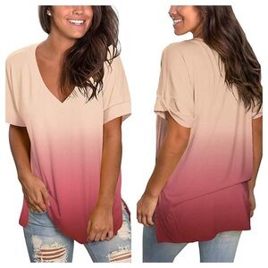➕ NWT Sampeel Pink Ombré Oversized Tunic Tee Womens Plus Size 2X